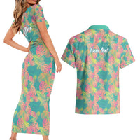 Personalised Seamless Hawaiian Quilt Pattern Couples Matching Short Sleeve Bodycon Dress and Hawaiian Shirt Hawaii Culture Palm Leaf Tropical LT9 - Polynesian Pride