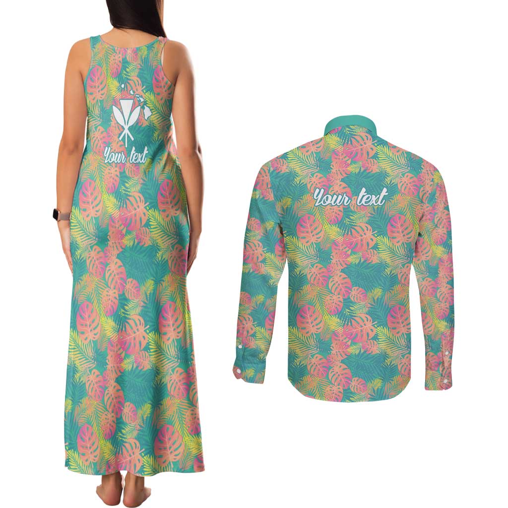 Personalised Seamless Hawaiian Quilt Pattern Couples Matching Tank Maxi Dress and Long Sleeve Button Shirt Hawaii Culture Palm Leaf Tropical LT9 - Polynesian Pride