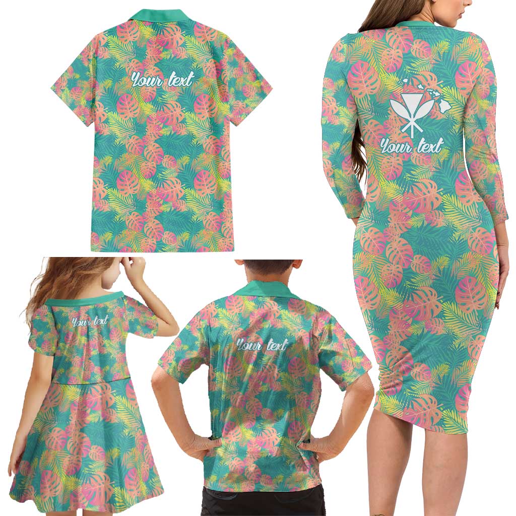 Personalised Seamless Hawaiian Quilt Pattern Family Matching Long Sleeve Bodycon Dress and Hawaiian Shirt Hawaii Culture Palm Leaf Tropical LT9 - Polynesian Pride