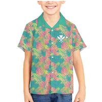 Personalised Seamless Hawaiian Quilt Pattern Family Matching Mermaid Dress and Hawaiian Shirt Hawaii Culture Palm Leaf Tropical LT9 Son's Shirt Beige - Polynesian Pride