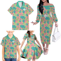 Personalised Seamless Hawaiian Quilt Pattern Family Matching Off The Shoulder Long Sleeve Dress and Hawaiian Shirt Hawaii Culture Palm Leaf Tropical LT9 - Polynesian Pride