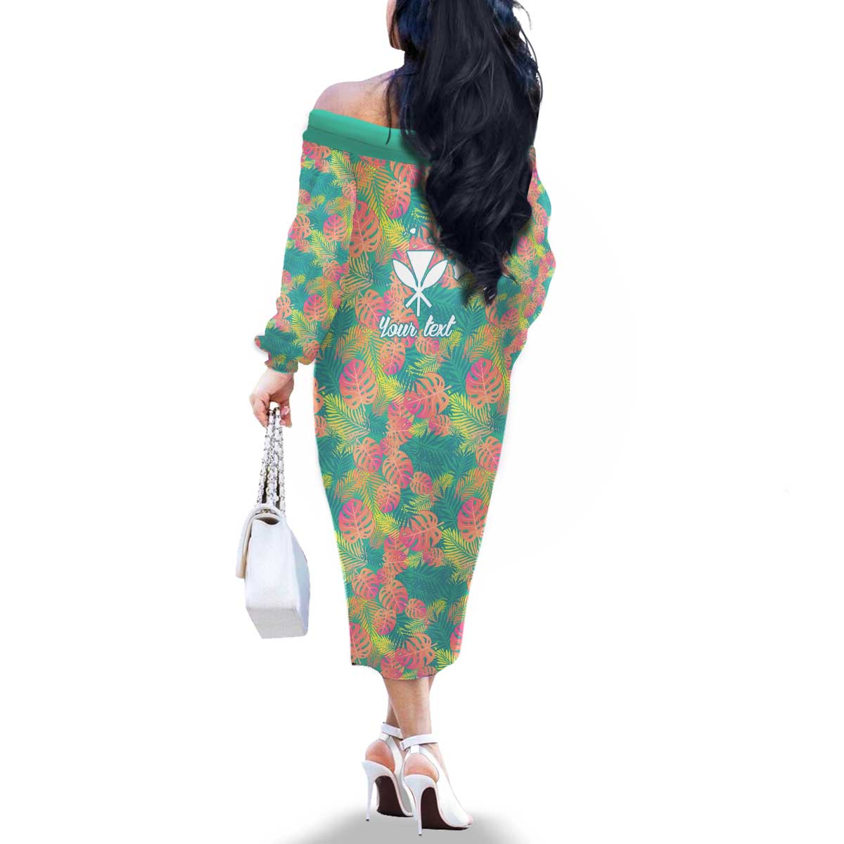 Personalised Seamless Hawaiian Quilt Pattern Family Matching Off The Shoulder Long Sleeve Dress and Hawaiian Shirt Hawaii Culture Palm Leaf Tropical LT9 - Polynesian Pride