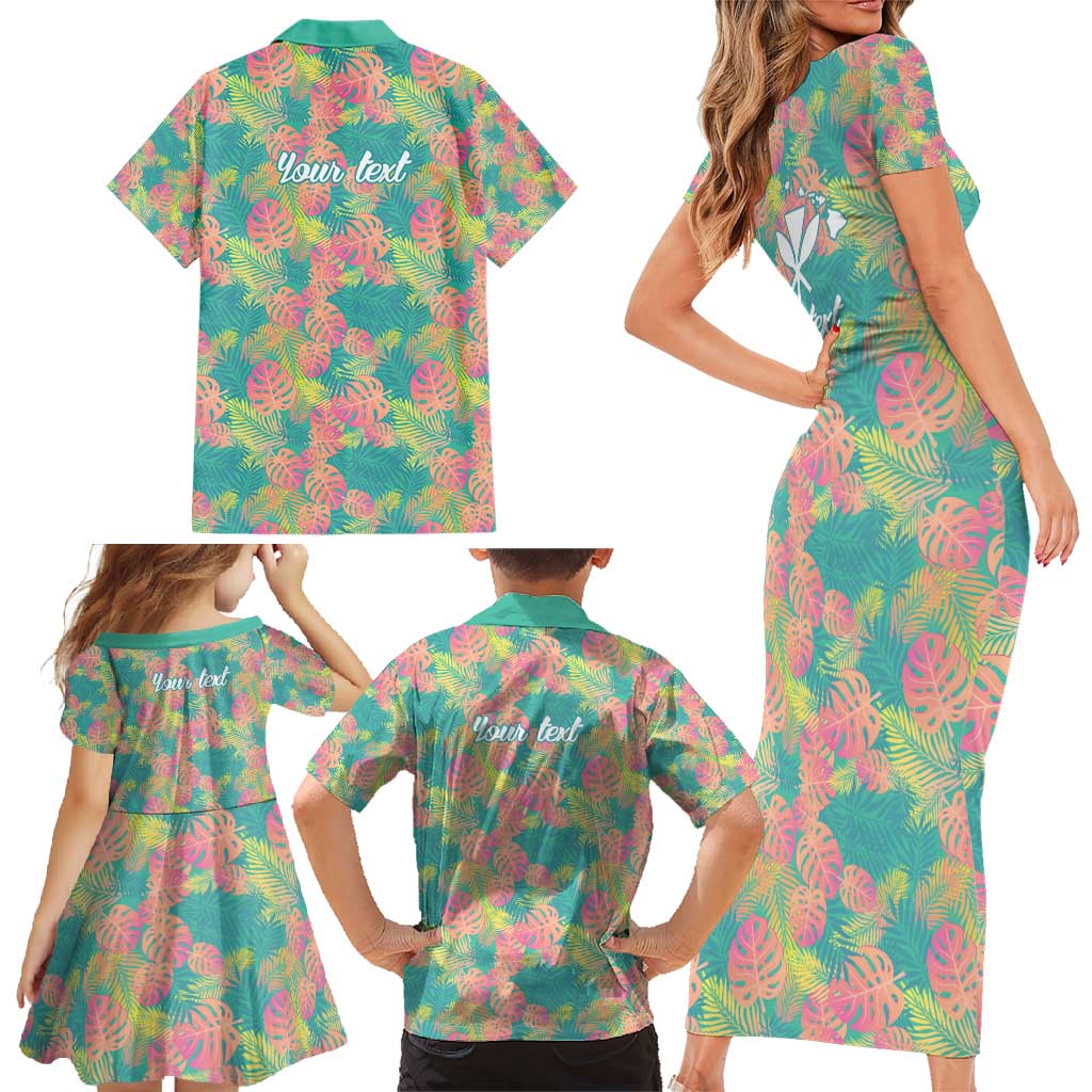 Personalised Seamless Hawaiian Quilt Pattern Family Matching Short Sleeve Bodycon Dress and Hawaiian Shirt Hawaii Culture Palm Leaf Tropical LT9 - Polynesian Pride