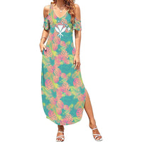 Personalised Seamless Hawaiian Quilt Pattern Family Matching Summer Maxi Dress and Hawaiian Shirt Hawaii Culture Palm Leaf Tropical LT9 Mom's Dress Beige - Polynesian Pride
