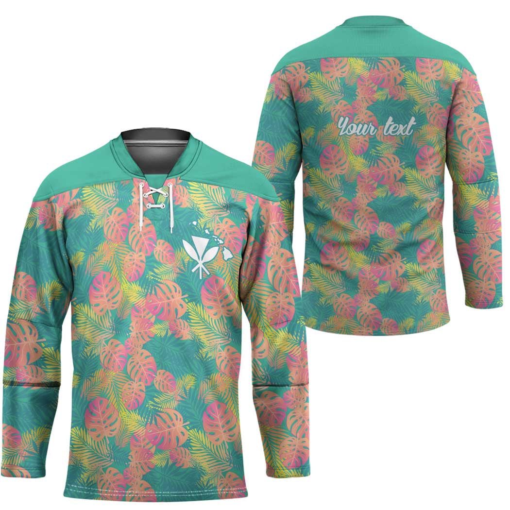 Seamless Hawaiian Quilt Pattern Hockey Jersey Hawaii Culture Palm Leaf Tropical - Polynesian Pride