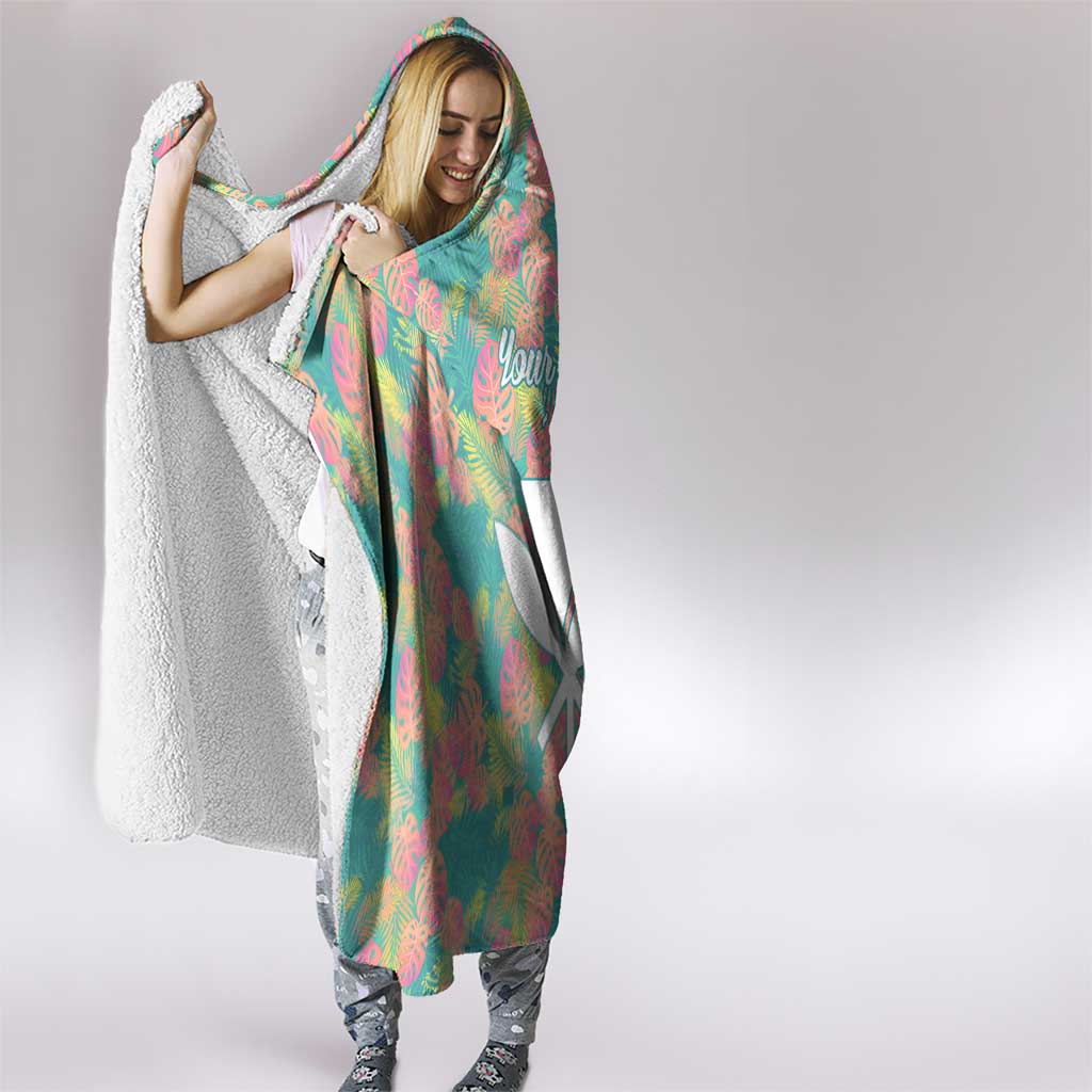 Seamless Hawaiian Quilt Pattern Hooded Blanket Hawaii Culture Palm Leaf Tropical - Polynesian Pride