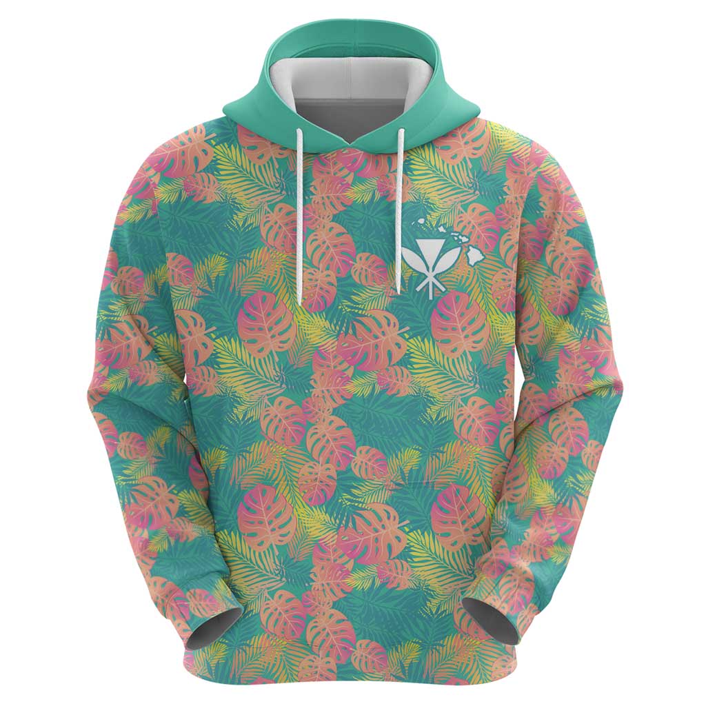 Seamless Hawaiian Quilt Pattern Hoodie Hawaii Culture Palm Leaf Tropical - Polynesian Pride