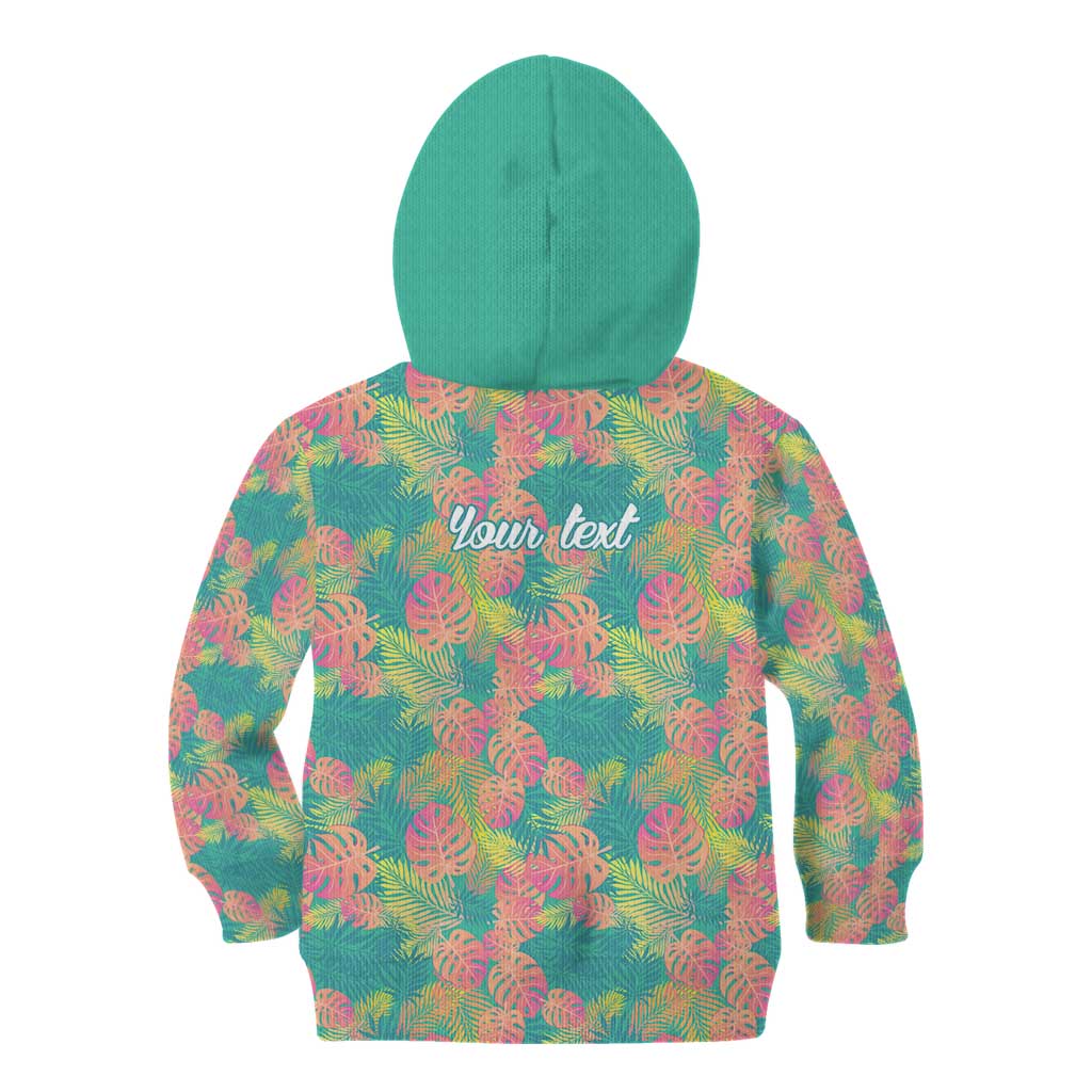 Seamless Hawaiian Quilt Pattern Kid Hoodie Hawaii Culture Palm Leaf Tropical - Polynesian Pride
