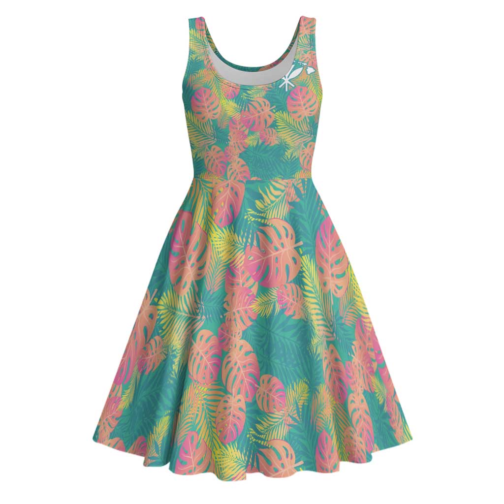 Seamless Hawaiian Quilt Pattern Midi Dress Hawaii Culture Palm Leaf Tropical - Polynesian Pride