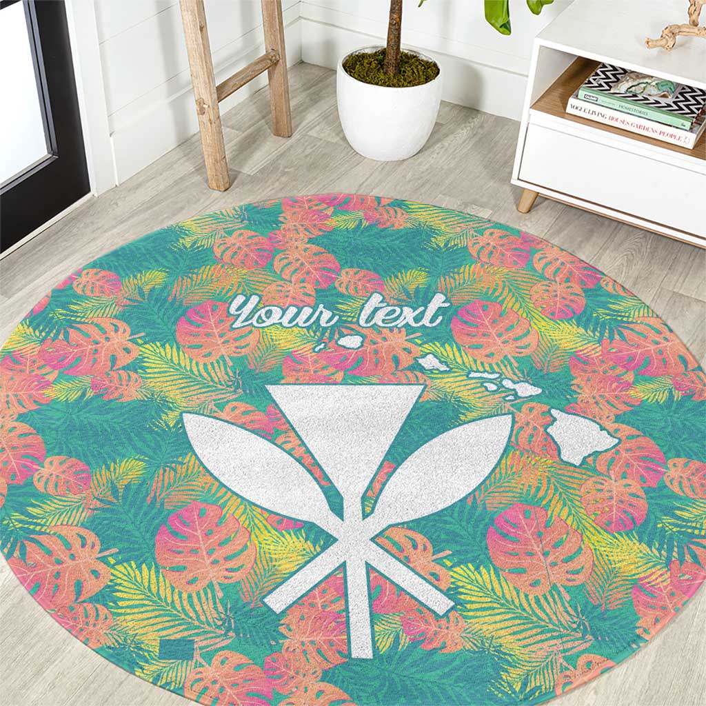 Personalised Seamless Hawaiian Quilt Pattern Round Carpet Hawaii Culture Palm Leaf Tropical LT9 Beige - Polynesian Pride