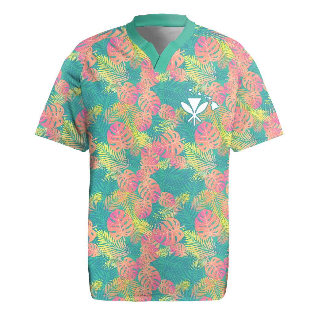 Seamless Hawaiian Quilt Pattern Rugby Jersey Hawaii Culture Palm Leaf Tropical - Polynesian Pride