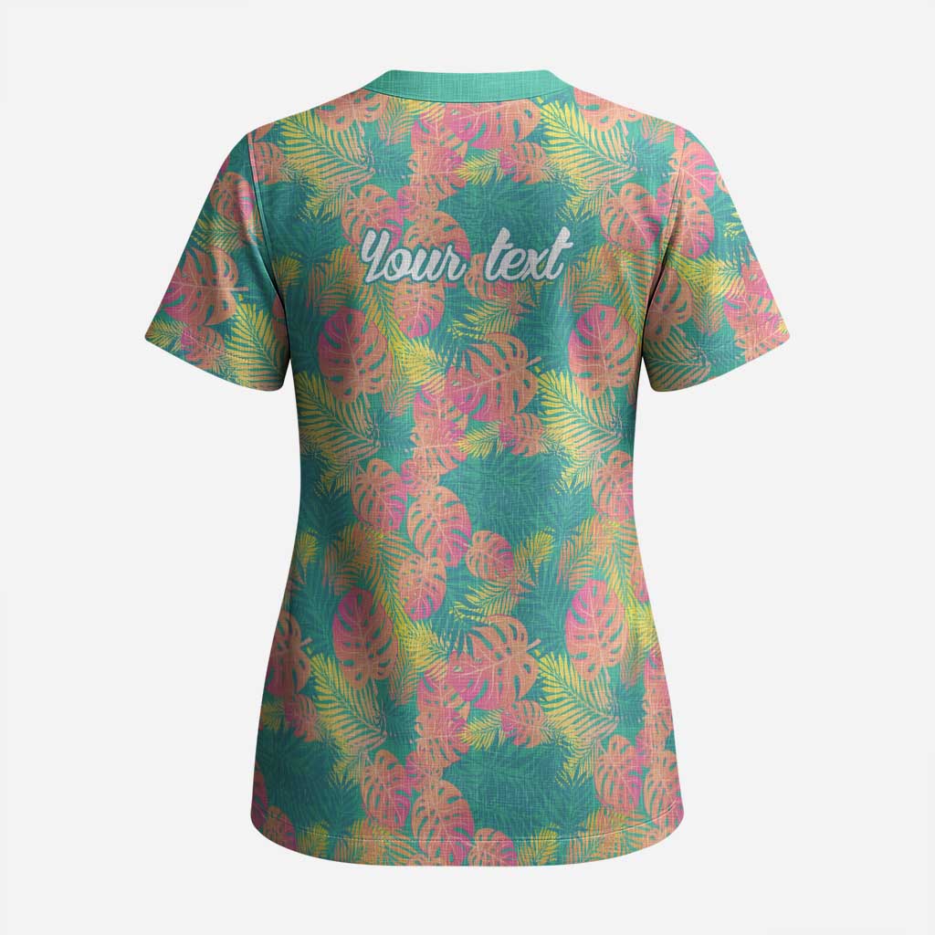 Personalised Seamless Hawaiian Quilt Pattern Scrub Top Hawaii Culture Palm Leaf Tropical LT9 - Polynesian Pride