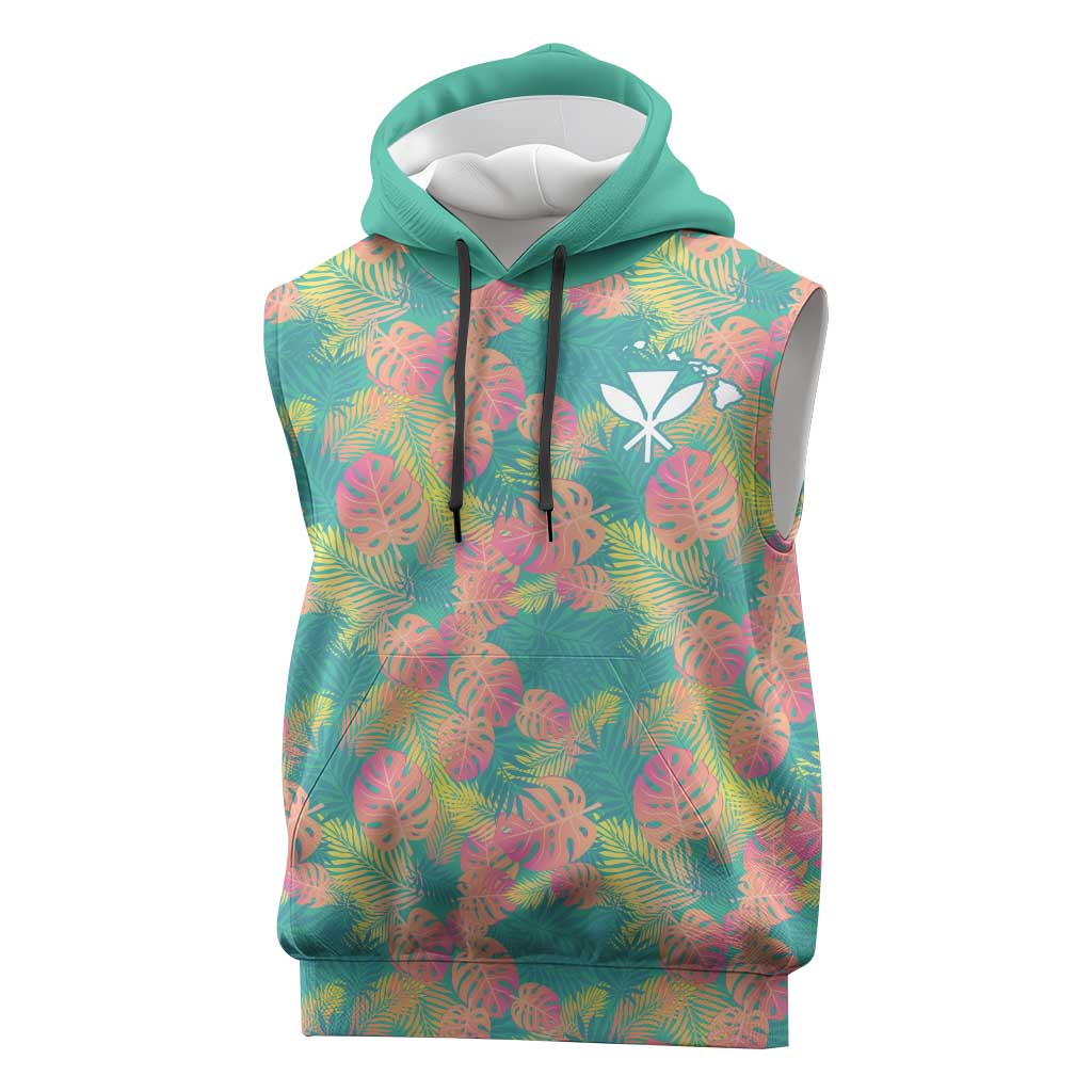 Personalised Seamless Hawaiian Quilt Pattern Sleeveless Hoodie Hawaii Culture Palm Leaf Tropical LT9 Beige - Polynesian Pride