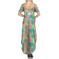 Seamless Hawaiian Quilt Pattern Summer Maxi Dress Hawaii Culture Palm Leaf Tropical - Polynesian Pride