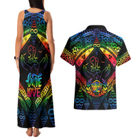 Tonga LGBT Couples Matching Tank Maxi Dress and Hawaiian Shirt Love Is Love Ngatu Rainbow Water Color LT9 - Polynesian Pride