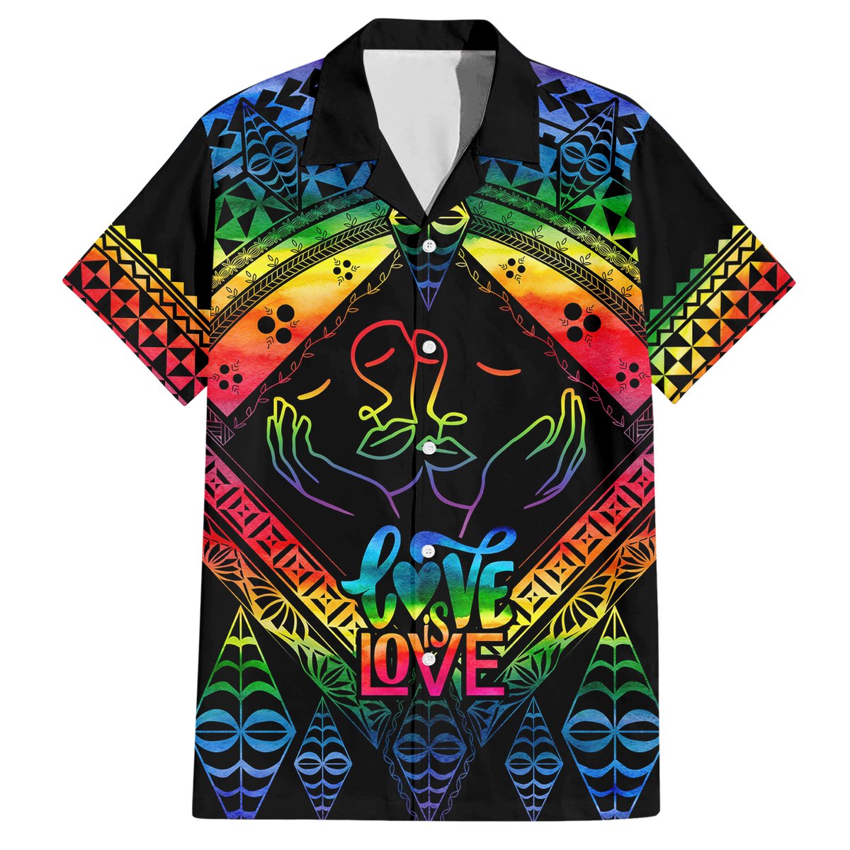 tonga-lgbt-hawaiian-shirt-love-is-love-ngatu-rainbow-water-color