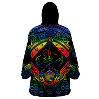 Tonga LGBT Wearable Blanket Hoodie Love Is Love Ngatu Rainbow Water Color LT9 - Polynesian Pride
