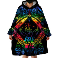 Tonga LGBT Wearable Blanket Hoodie Love Is Love Ngatu Rainbow Water Color LT9 - Polynesian Pride