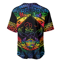 Personalised Tonga LGBT Baseball Jersey Love Is Love Ngatu Rainbow Water Color LT9 - Polynesian Pride