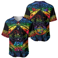 Personalised Tonga LGBT Baseball Jersey Love Is Love Ngatu Rainbow Water Color LT9 - Polynesian Pride
