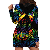 Personalised Tonga LGBT Hoodie Dress Love Is Love Ngatu Rainbow Water Color LT9 - Polynesian Pride