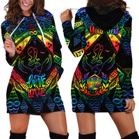 Personalised Tonga LGBT Hoodie Dress Love Is Love Ngatu Rainbow Water Color LT9 - Polynesian Pride