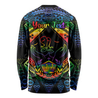 Personalised Tonga LGBT Long Sleeve Shirt Love Is Love Ngatu Rainbow Water Color LT9 - Polynesian Pride