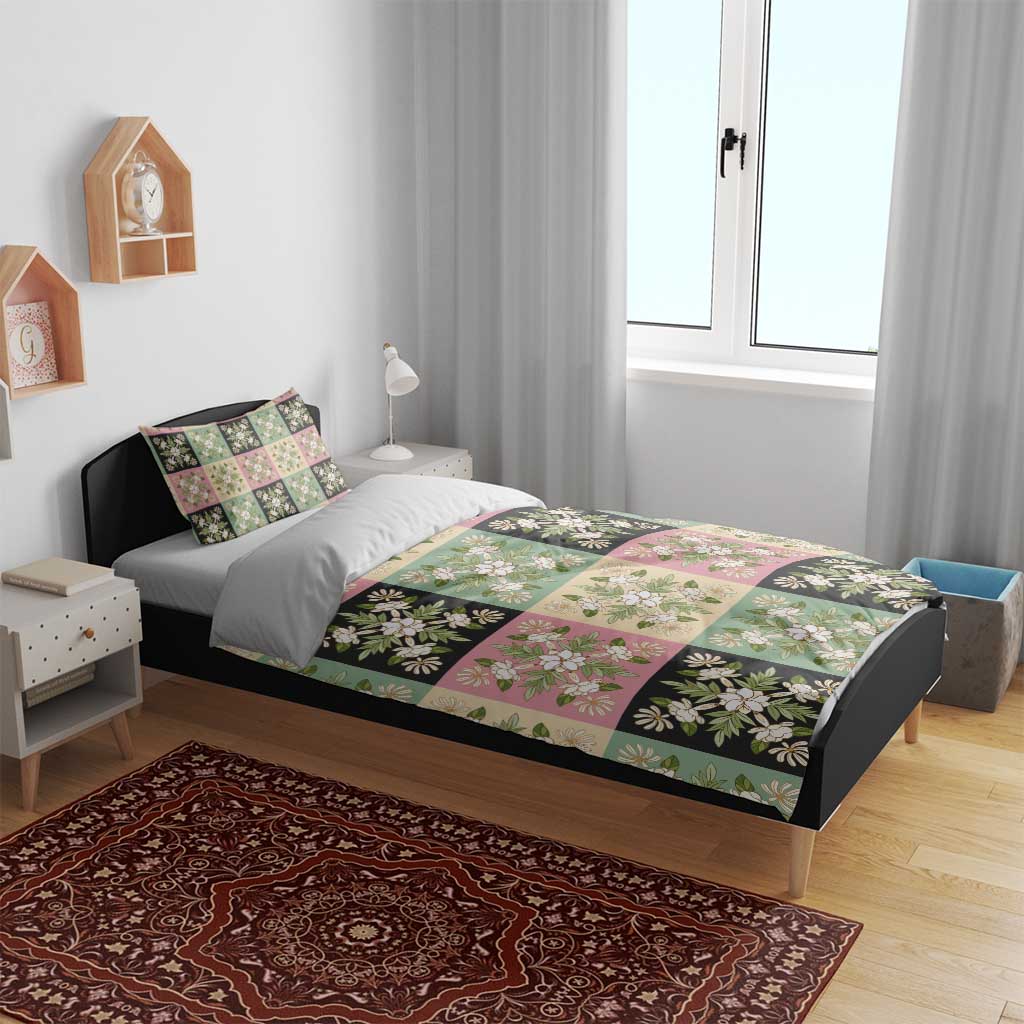 Seamless Pattern Maile and Pikake Lei Bedding Set Squares Maile Leaf - Polynesian Pride