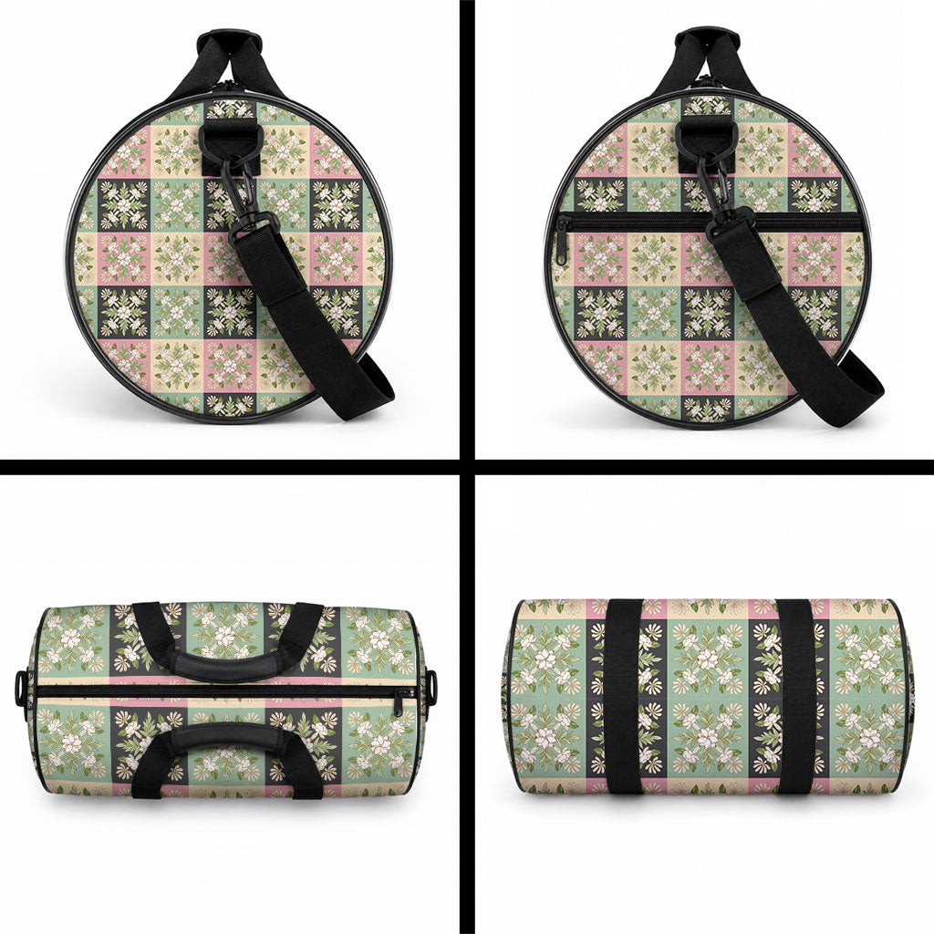 Seamless Pattern Maile and Pikake Lei Duffle Bag Squares Maile Leaf LT9 - Polynesian Pride