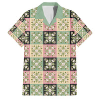 Seamless Pattern Maile and Pikake Lei Family Matching Long Sleeve Bodycon Dress and Hawaiian Shirt Squares Maile Leaf LT9 Dad's Shirt - Short Sleeve Green - Polynesian Pride