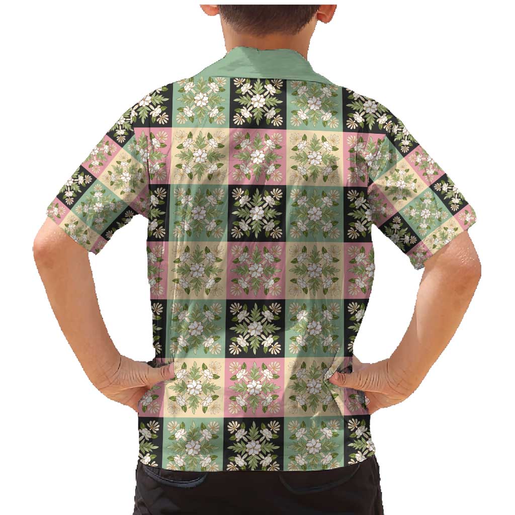 Seamless Pattern Maile and Pikake Lei Family Matching Mermaid Dress and Hawaiian Shirt Squares Maile Leaf LT9 - Polynesian Pride