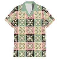 Seamless Pattern Maile and Pikake Lei Family Matching Off The Shoulder Long Sleeve Dress and Hawaiian Shirt Squares Maile Leaf LT9 Dad's Shirt - Short Sleeve Green - Polynesian Pride
