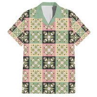 Seamless Pattern Maile and Pikake Lei Family Matching Short Sleeve Bodycon Dress and Hawaiian Shirt Squares Maile Leaf LT9 Dad's Shirt - Short Sleeve Green - Polynesian Pride
