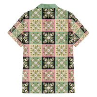 Seamless Pattern Maile and Pikake Lei Family Matching Short Sleeve Bodycon Dress and Hawaiian Shirt Squares Maile Leaf LT9 - Polynesian Pride