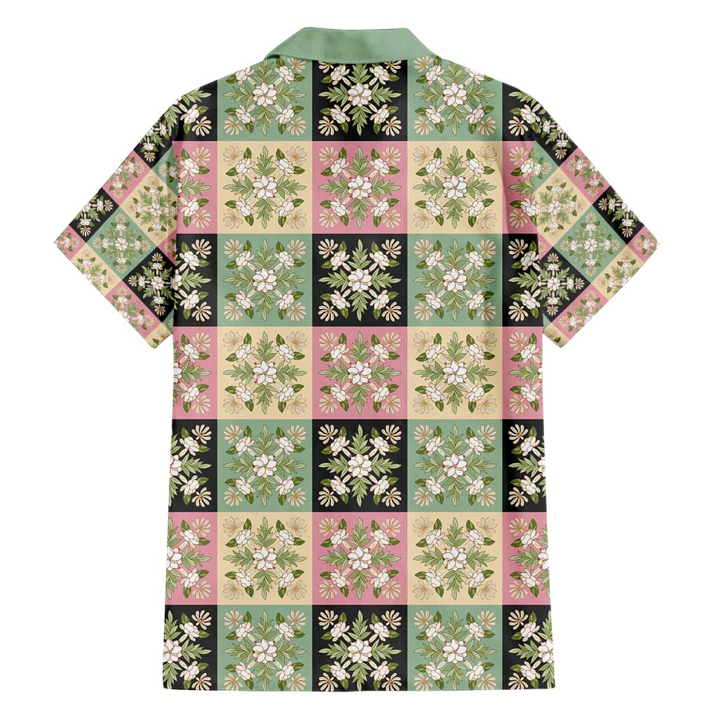 Seamless Pattern Maile and Pikake Lei Family Matching Tank Maxi Dress and Hawaiian Shirt Squares Maile Leaf LT9 - Polynesian Pride