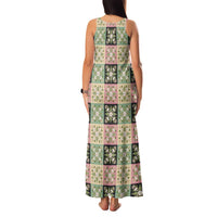 Seamless Pattern Maile and Pikake Lei Family Matching Tank Maxi Dress and Hawaiian Shirt Squares Maile Leaf LT9 - Polynesian Pride
