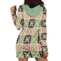 Seamless Pattern Maile and Pikake Lei Hoodie Dress Squares Maile Leaf LT9 - Polynesian Pride
