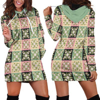 Seamless Pattern Maile and Pikake Lei Hoodie Dress Squares Maile Leaf LT9 - Polynesian Pride
