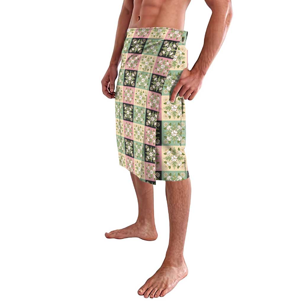 Seamless Pattern Maile and Pikake Lei Lavalava Squares Maile Leaf - Polynesian Pride