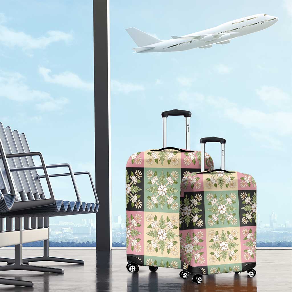 Seamless Pattern Maile and Pikake Lei Luggage Cover Squares Maile Leaf - Polynesian Pride
