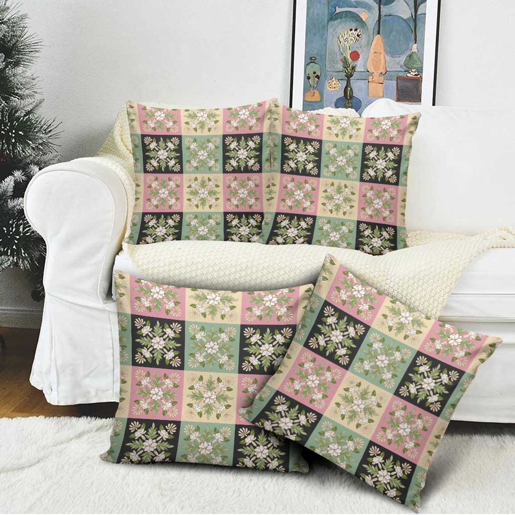 Seamless Pattern Maile and Pikake Lei Pillow Cover Squares Maile Leaf - Polynesian Pride
