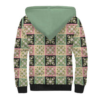 Seamless Pattern Maile and Pikake Lei Sherpa Hoodie Squares Maile Leaf - Polynesian Pride