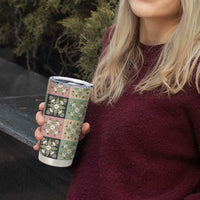 Seamless Pattern Maile and Pikake Lei Tumbler Cup Squares Maile Leaf - Polynesian Pride