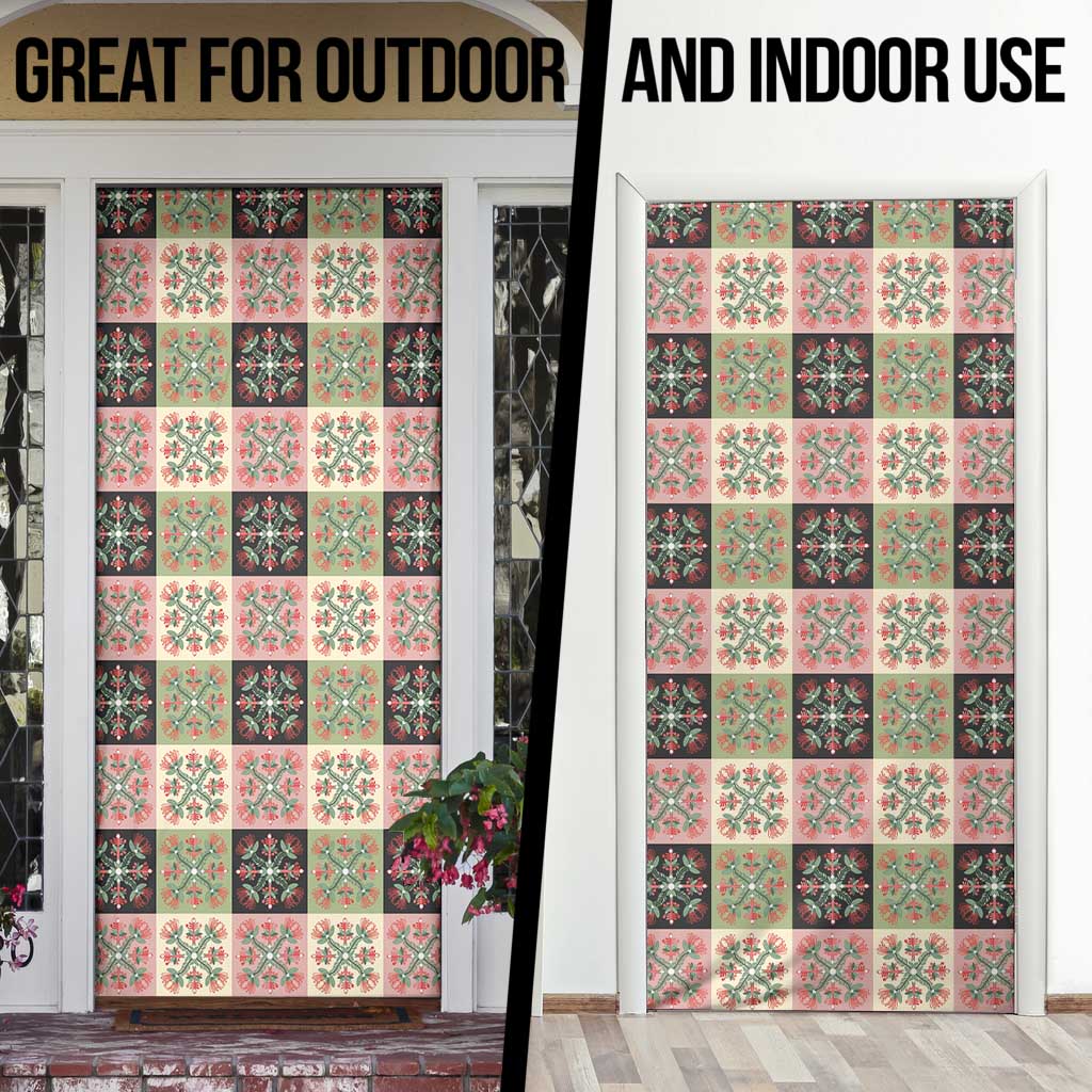 Seamless Pattern Pikake Lei Door Cover Floral Squares Pikake - Polynesian Pride