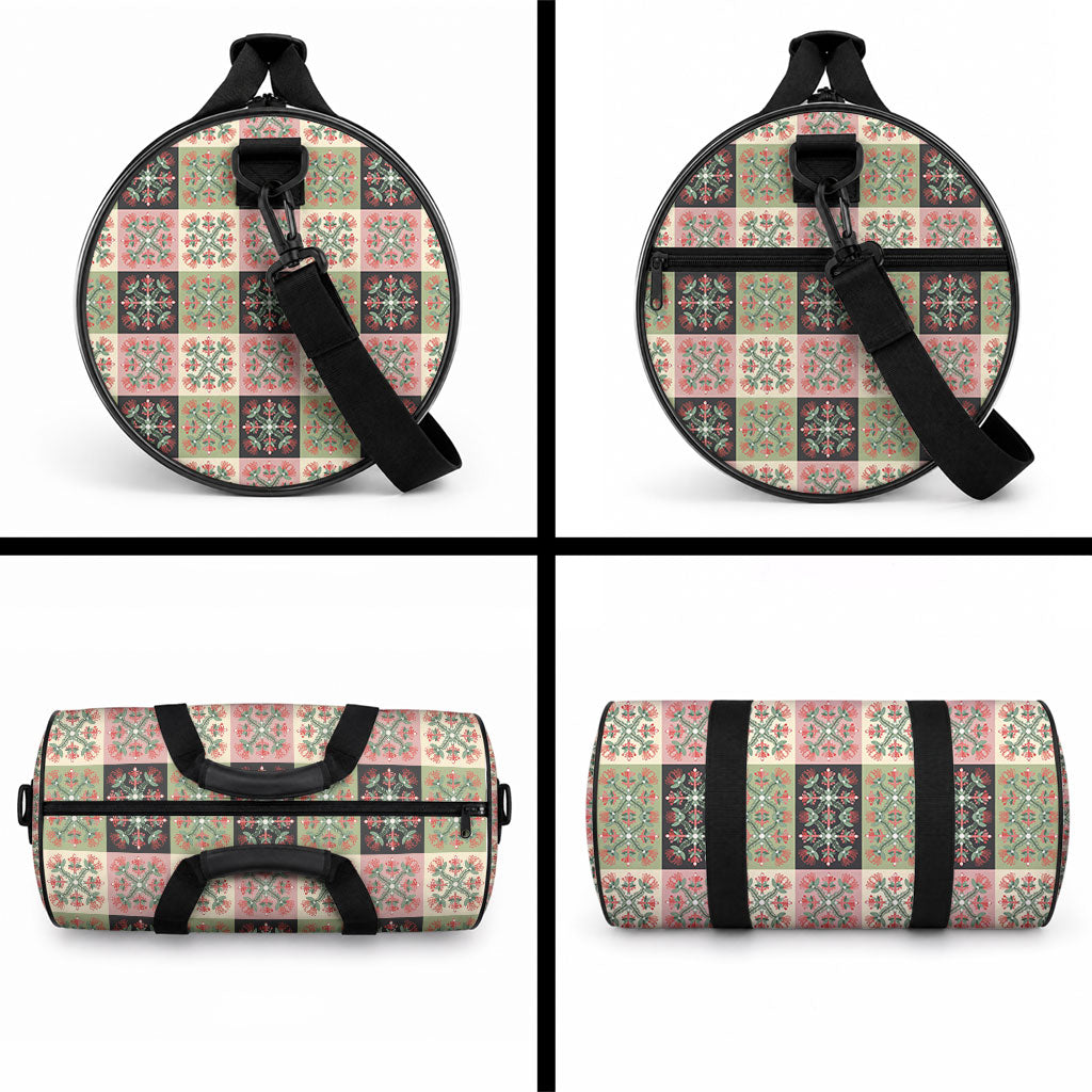 Seamless Pattern Pikake Lei Duffle Bag Floral Squares Pikake LT9 - Polynesian Pride
