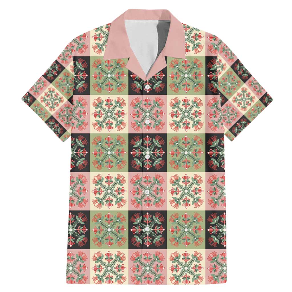 Seamless Pattern Pikake Lei Family Matching Mermaid Dress and Hawaiian Shirt Floral Squares Pikake LT9 Dad's Shirt - Short Sleeve Pink - Polynesian Pride