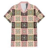Seamless Pattern Pikake Lei Family Matching Mermaid Dress and Hawaiian Shirt Floral Squares Pikake LT9 Dad's Shirt - Short Sleeve Pink - Polynesian Pride