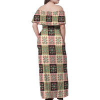 Seamless Pattern Pikake Lei Family Matching Off Shoulder Maxi Dress and Hawaiian Shirt Floral Squares Pikake LT9 - Polynesian Pride