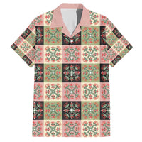 Seamless Pattern Pikake Lei Family Matching Short Sleeve Bodycon Dress and Hawaiian Shirt Floral Squares Pikake LT9 Dad's Shirt - Short Sleeve Pink - Polynesian Pride