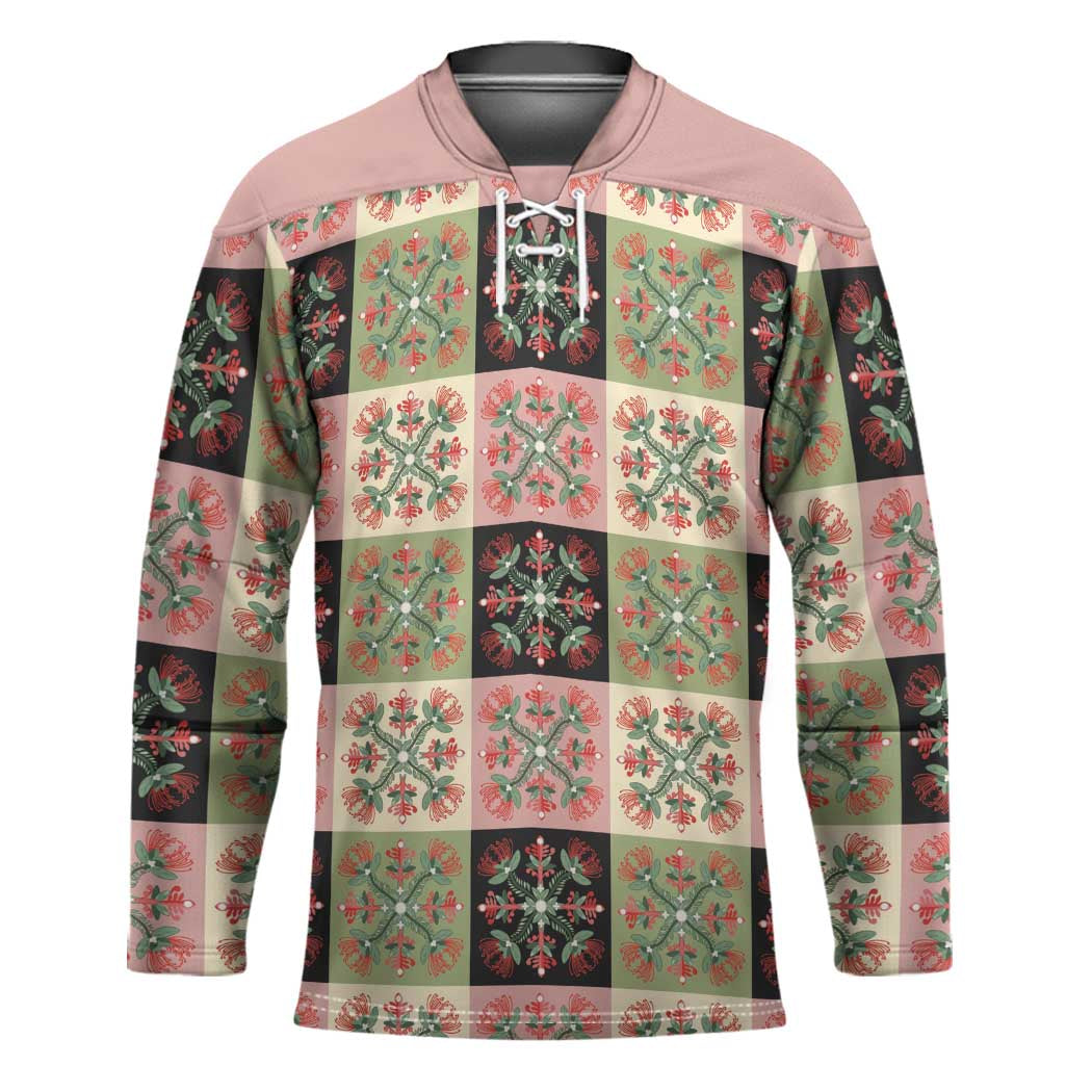 Seamless Pattern Pikake Lei Hockey Jersey Floral Squares Pikake - Polynesian Pride